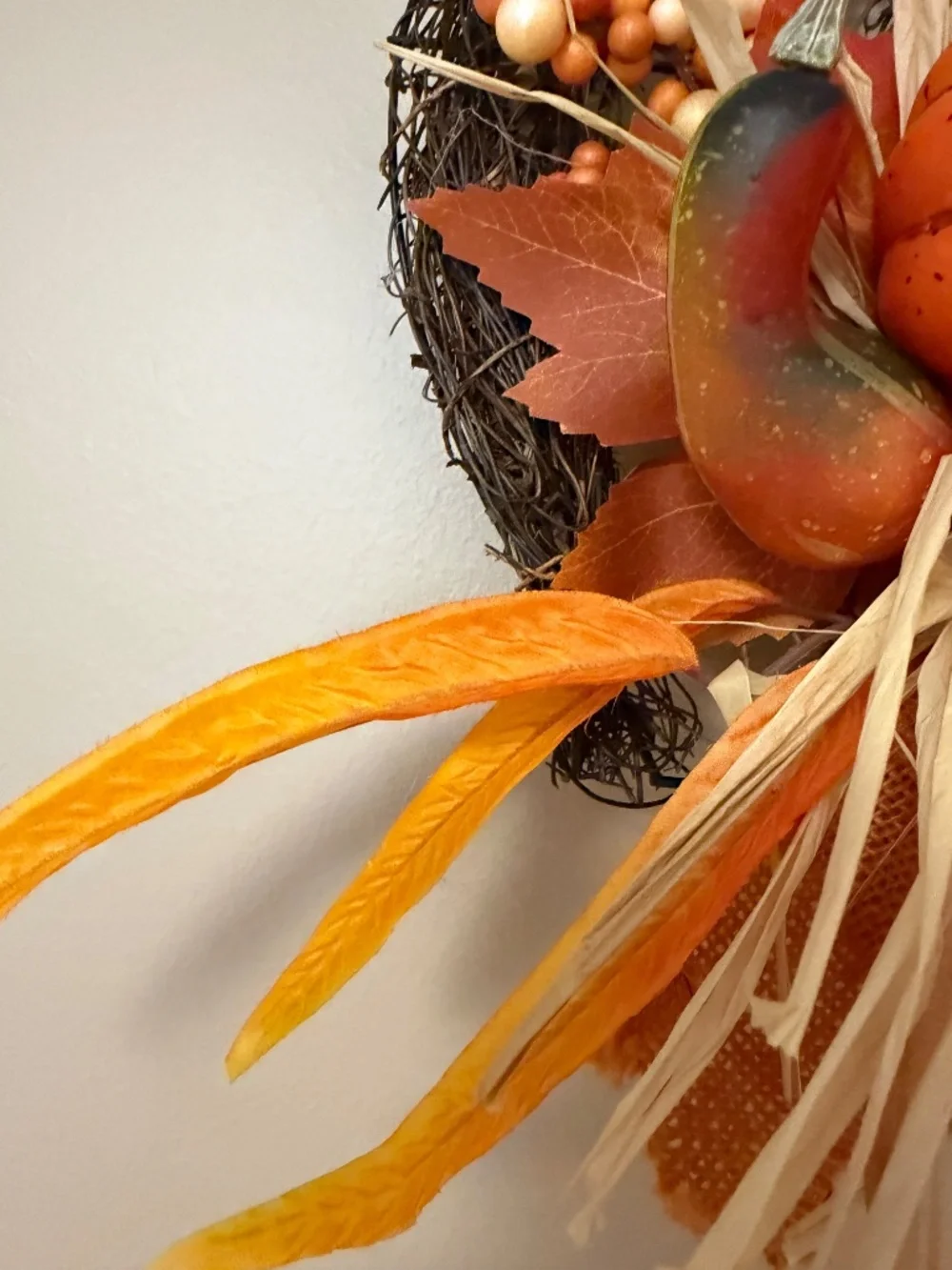 Rustic Fall Owl Grapevine Wreath 16in Autumn Harvest Pumpkin Berries - FALL